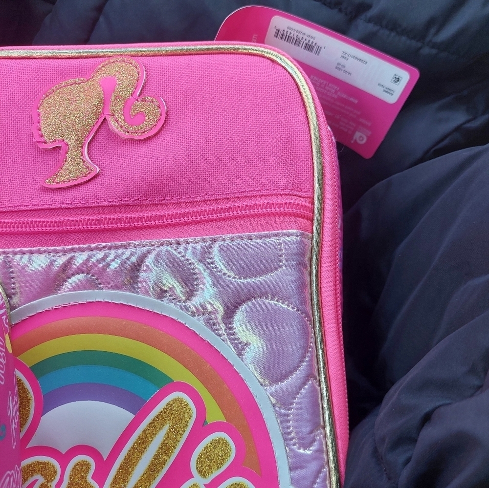 BARBIE X2 Mattel Barbie LUNCH bag Pink With TAGS Rainbow Glitter ( Bag E) - Picture 3 of 5
